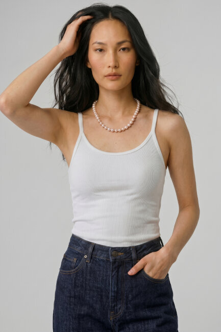 Beyaz %100 Pamuk İnce Askılı Atlet - 1