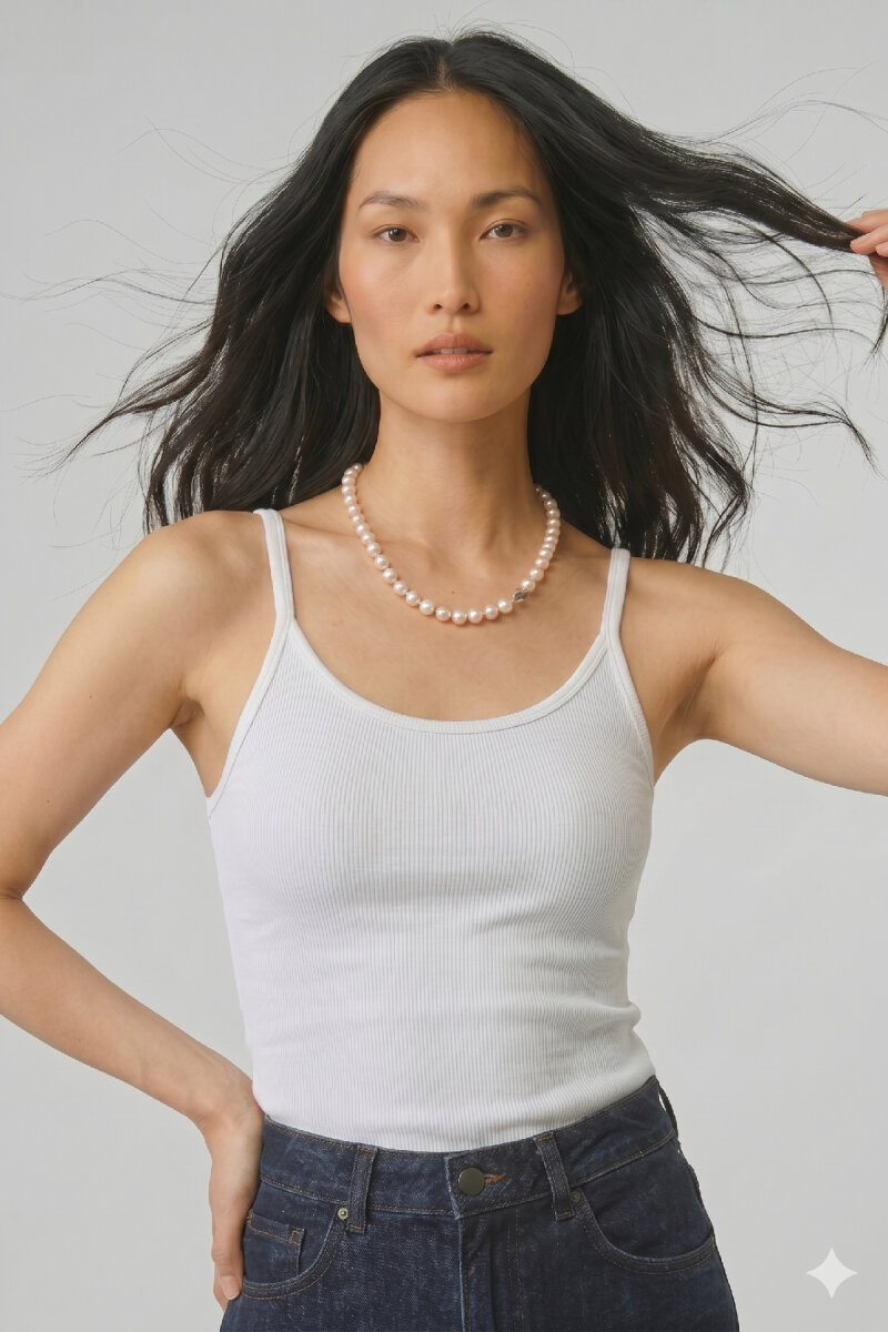 Beyaz %100 Pamuk İnce Askılı Atlet - 4