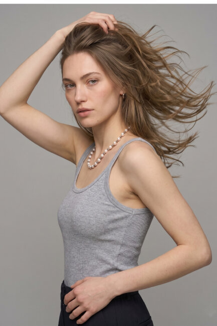 Gri %100 Pamuk İnce Askılı Atlet - 3