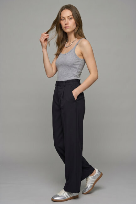 Gri %100 Pamuk İnce Askılı Atlet - 5