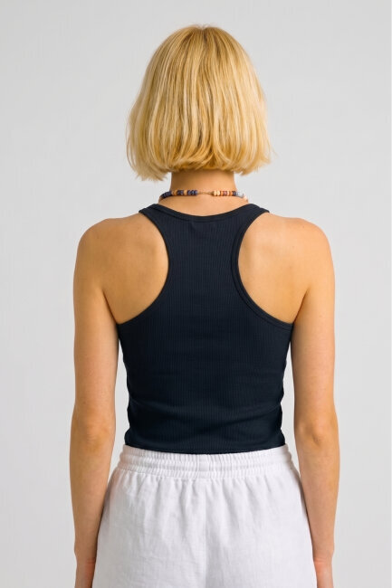 Lacivert %100 Pamuk İnce Askılı Atlet - 5