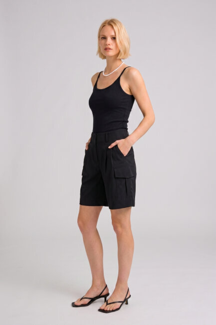 Siyah %100 Pamuk İnce Askılı Atlet - 4