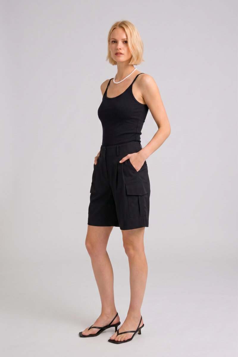 Siyah %100 Pamuk İnce Askılı Atlet - 4