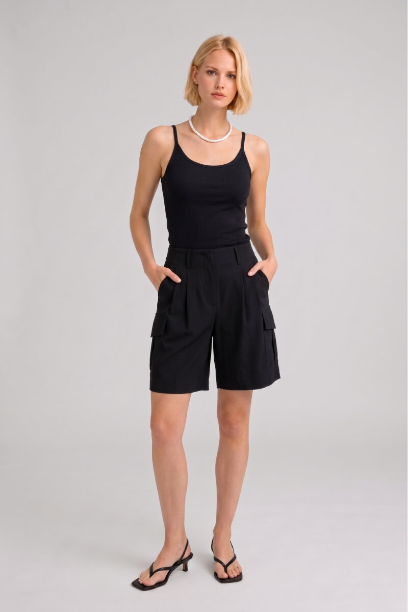 Siyah %100 Pamuk İnce Askılı Atlet - 2