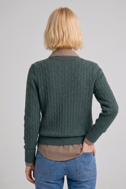 Kamuflaj Rengi %100 Pamuk V Yaka Triko Kazak - 5