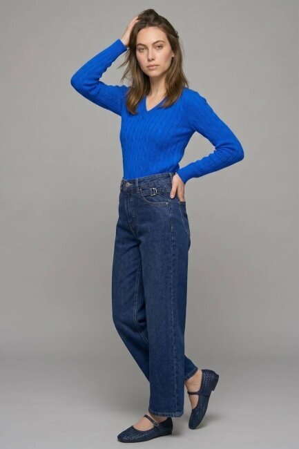 Saks %100 Pamuk V Yaka Triko Kazak - 2