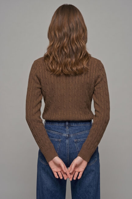 Tütün %100 Pamuk V Yaka Triko Kazak - 5