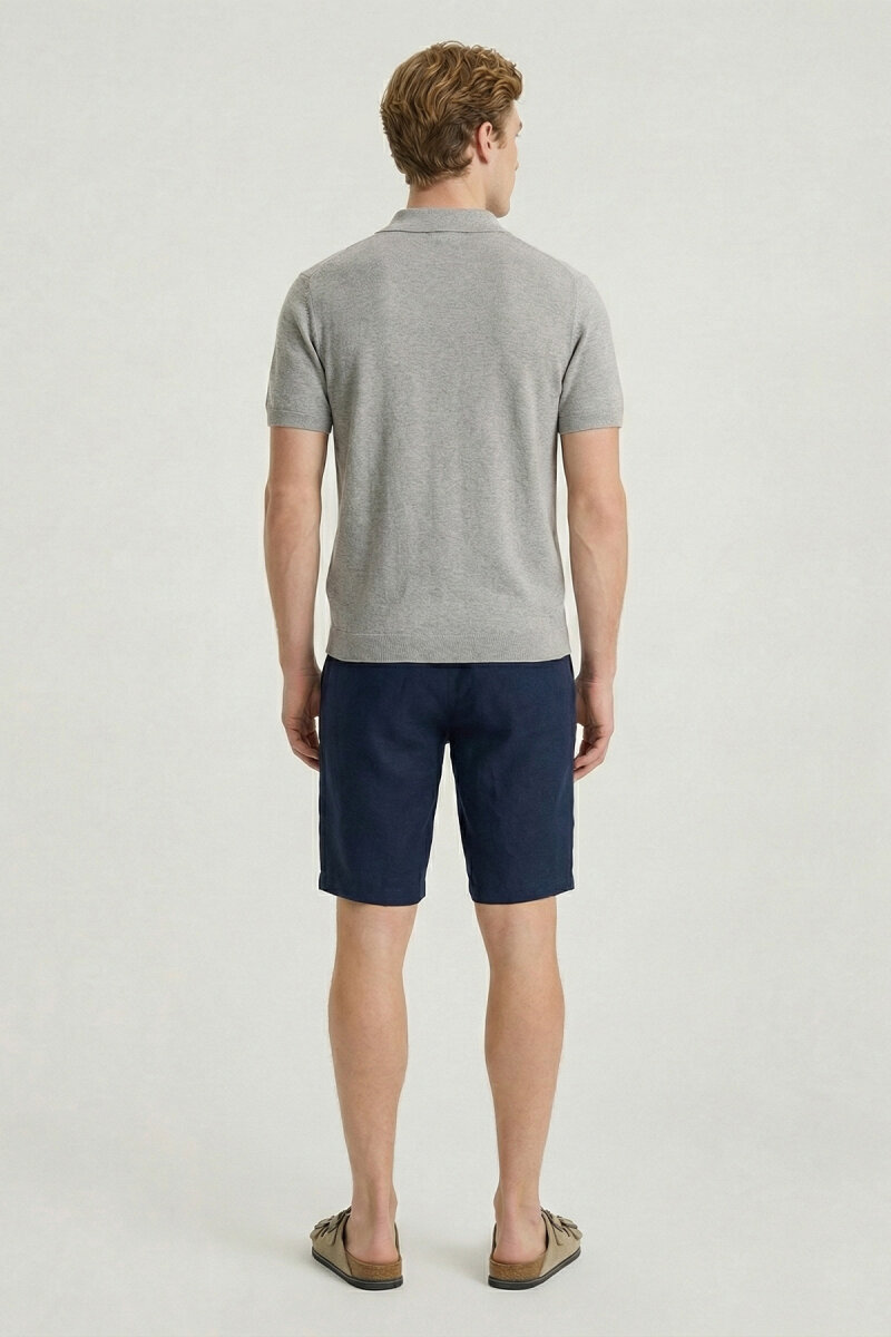 Gray Melange 100% Cotton Polo Knitwear - 6