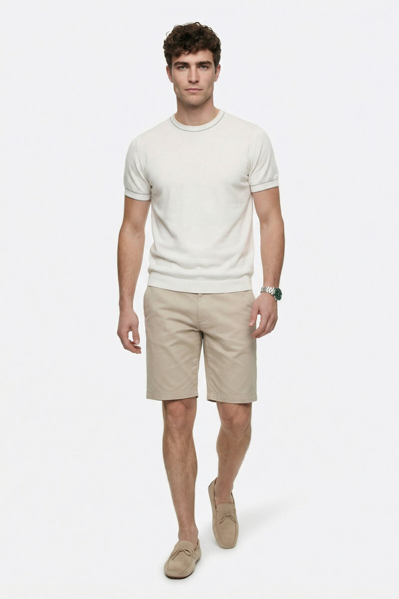 Off-White 100% Cotton Crew Neck Short Sleeve Sweater - 2