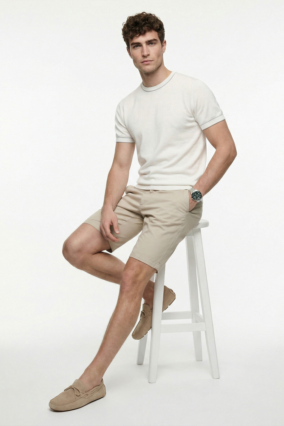 Off-White 100% Cotton Crew Neck Short Sleeve Sweater - 5