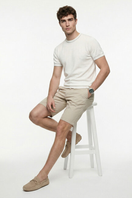 Off-White 100% Cotton Crew Neck Short Sleeve Sweater - 5