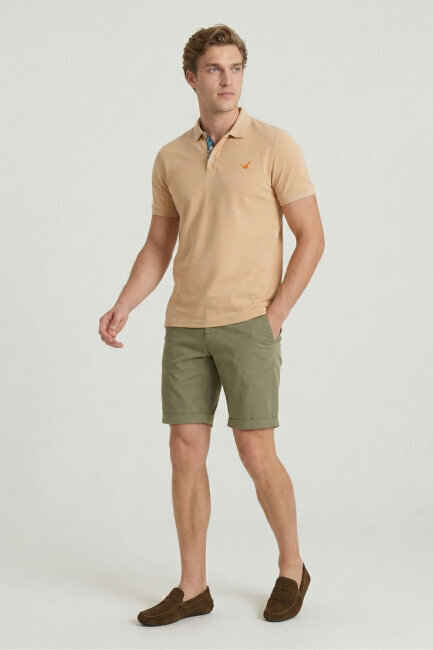 Beige 100% Cotton Polo T-shirt - 2