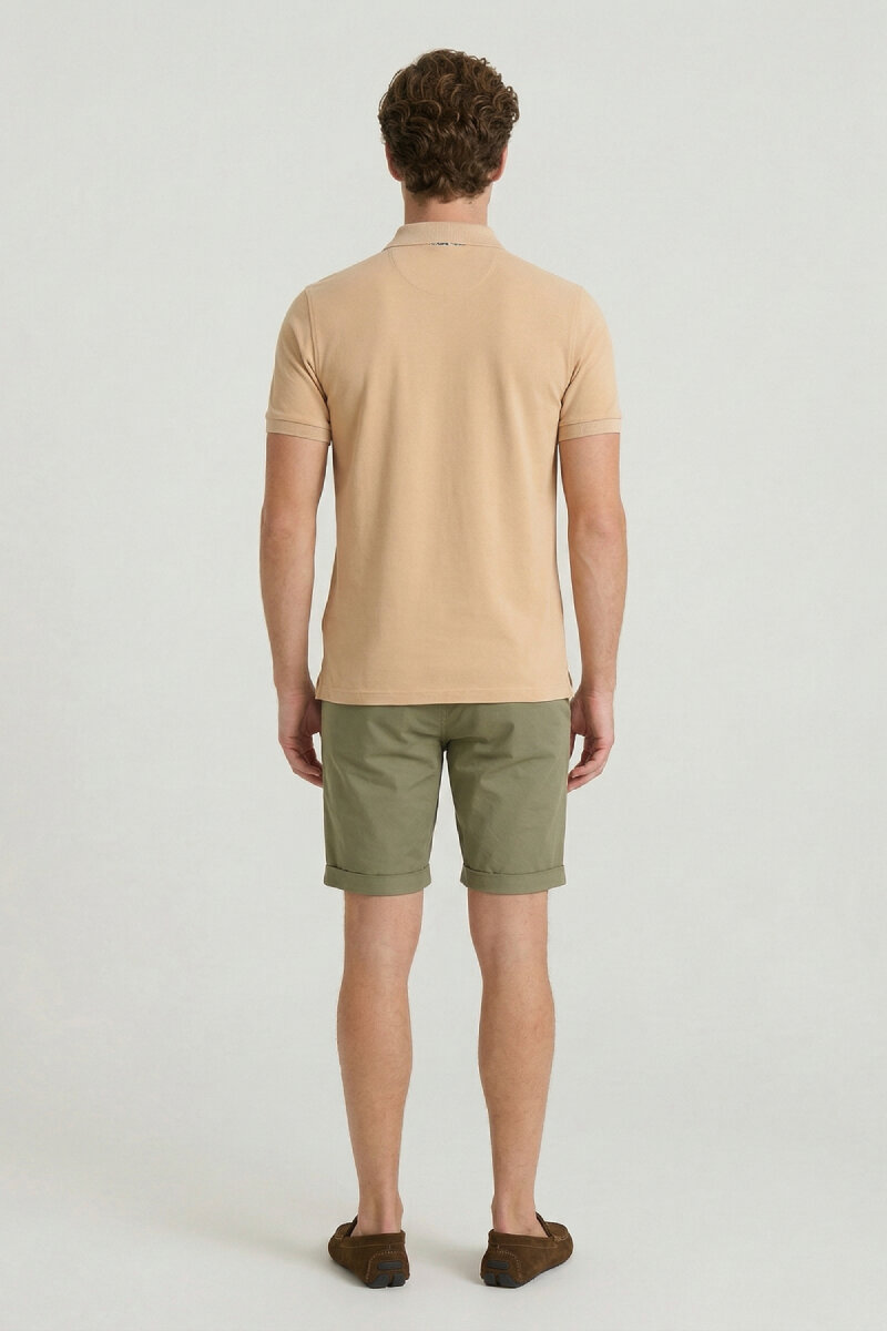 Beige 100% Cotton Polo T-shirt - 6