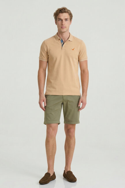 Beige 100% Cotton Polo T-shirt - 5