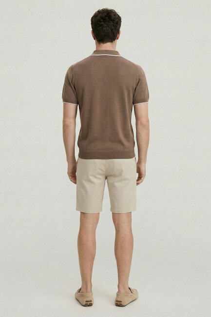 Beige 100% Cotton Polo Knit - 6
