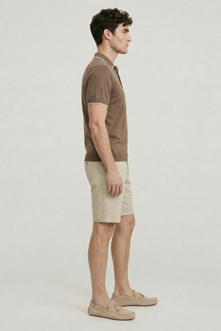 Beige 100% Cotton Polo Knit - 4