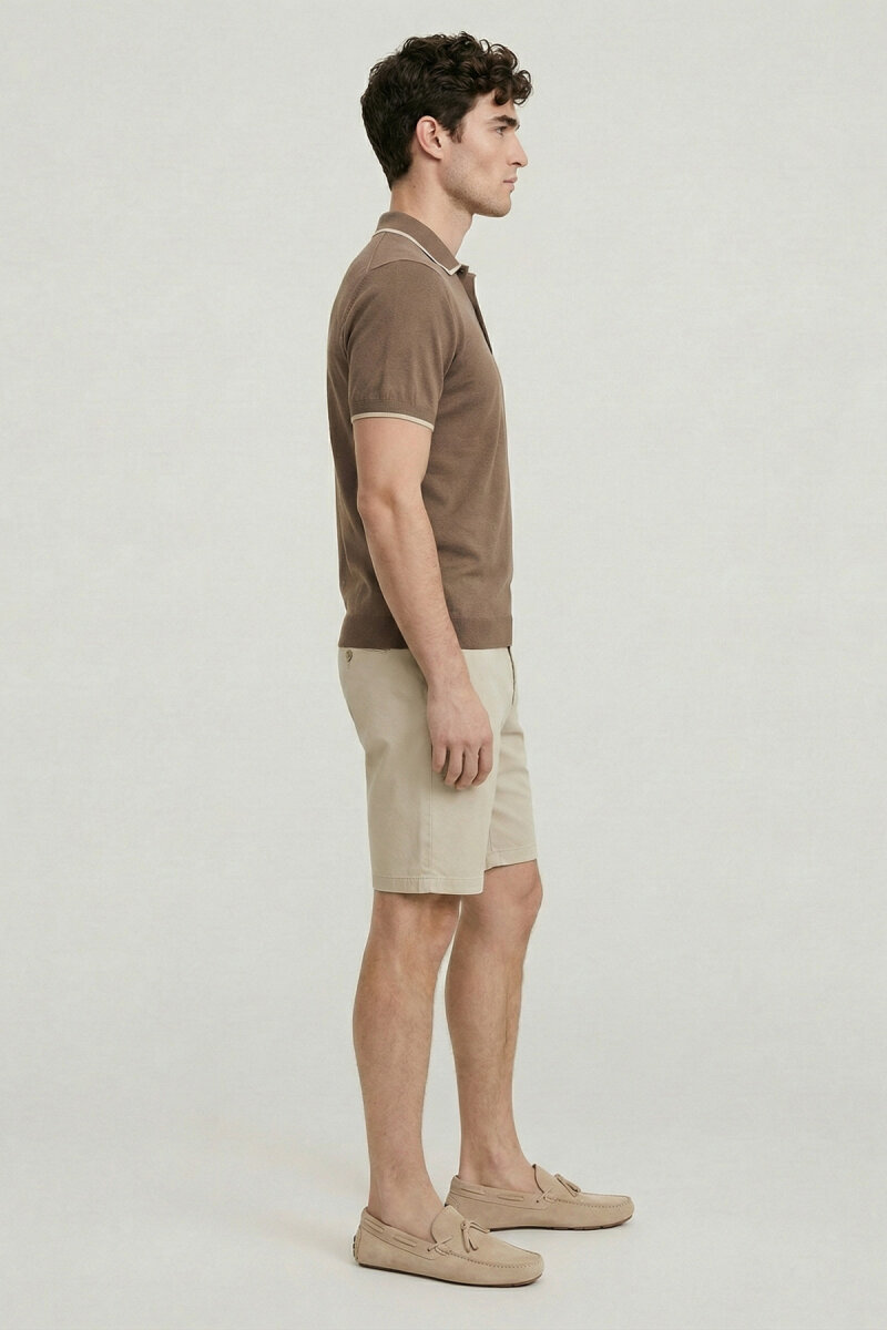 Beige 100% Cotton Polo Knit - 4