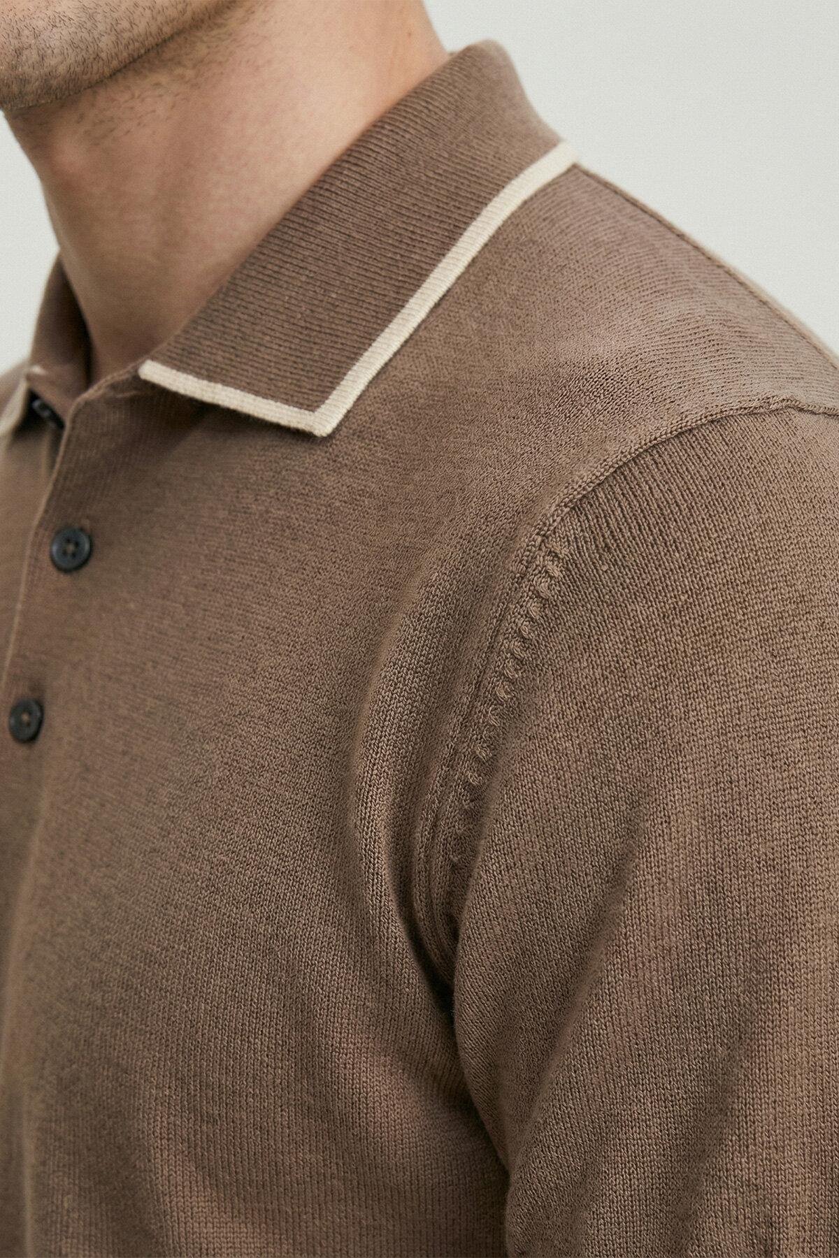Beige 100% Cotton Polo Knit - 3