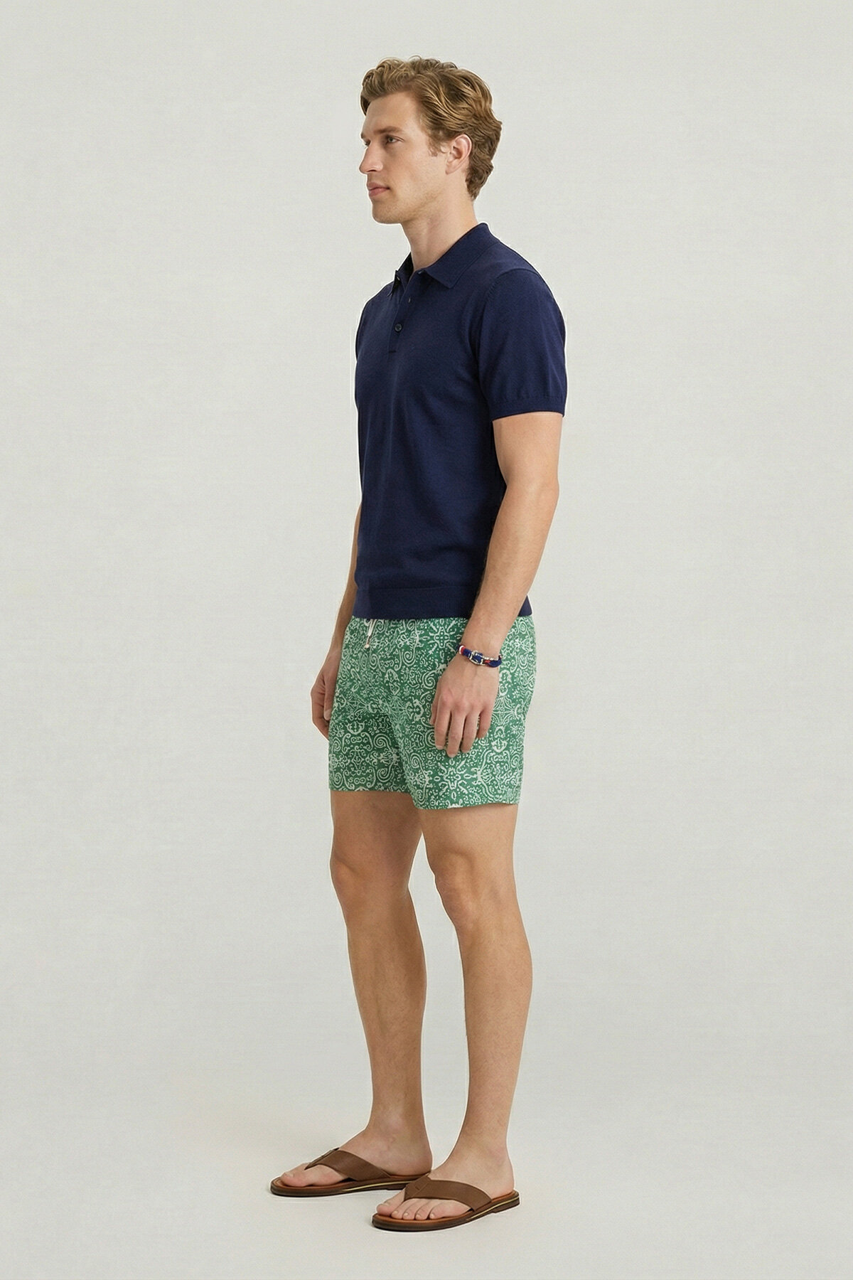 Navy Blue 100% Cotton Polo Knit - 4