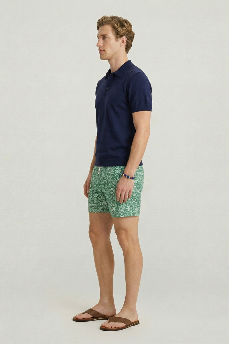 Navy Blue 100% Cotton Polo Knit - 4