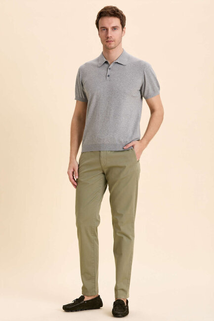 Gray Melange 100% Cotton Polo Knitwear - 2