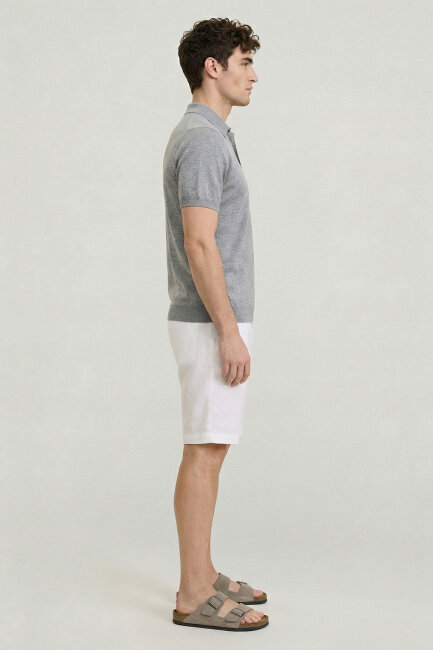 Gray Melange 100% Cotton Polo Knitwear - 4