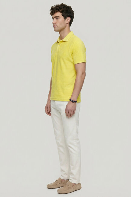 Yellow 100% Cotton Terry Polo T-shirt - 4
