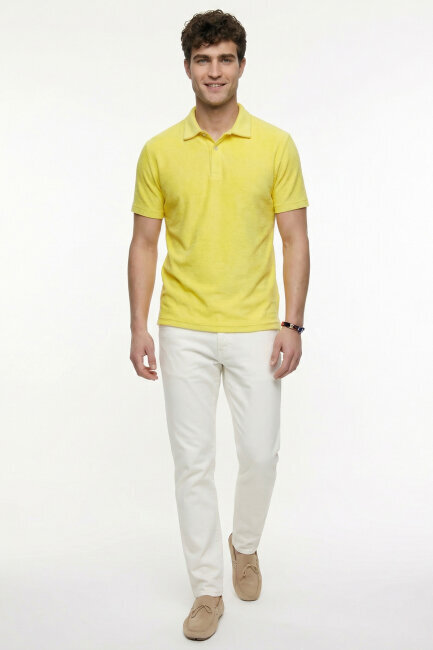 Yellow 100% Cotton Terry Polo T-shirt - 2