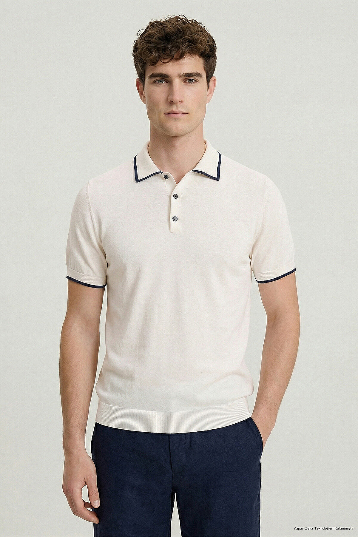 Off-White 100% Cotton Polo Knit - 1