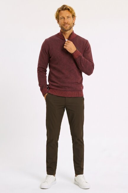 Tile-colored 100% Cotton Short Zip-Up Sweater - 3