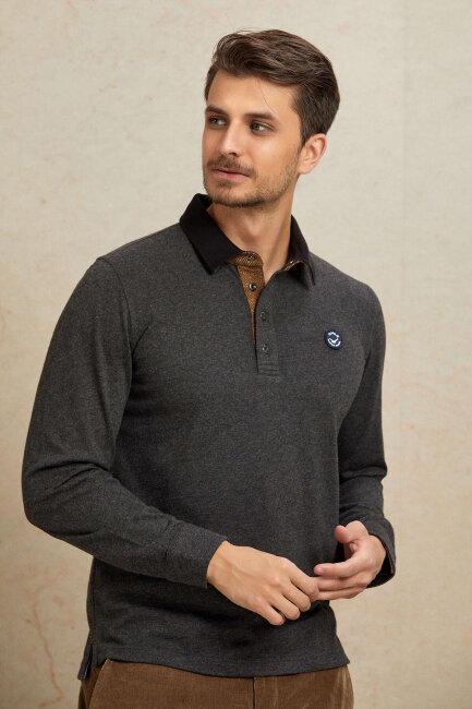 Antrasit %100 Pamuk Sweatshirt - 5