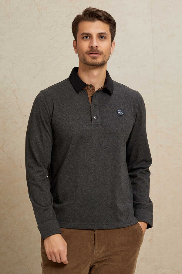 Antrasit %100 Pamuk Sweatshirt - 1