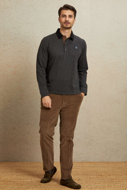 Antrasit %100 Pamuk Sweatshirt - 3