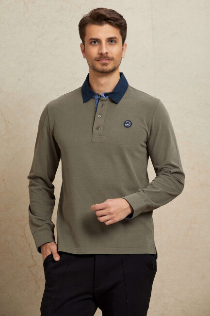 Haki %100 Pamuk Sweatshirt - 4