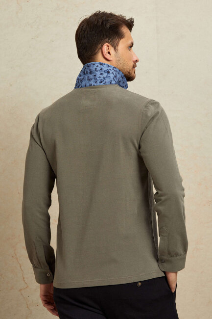 Haki %100 Pamuk Sweatshirt - 7