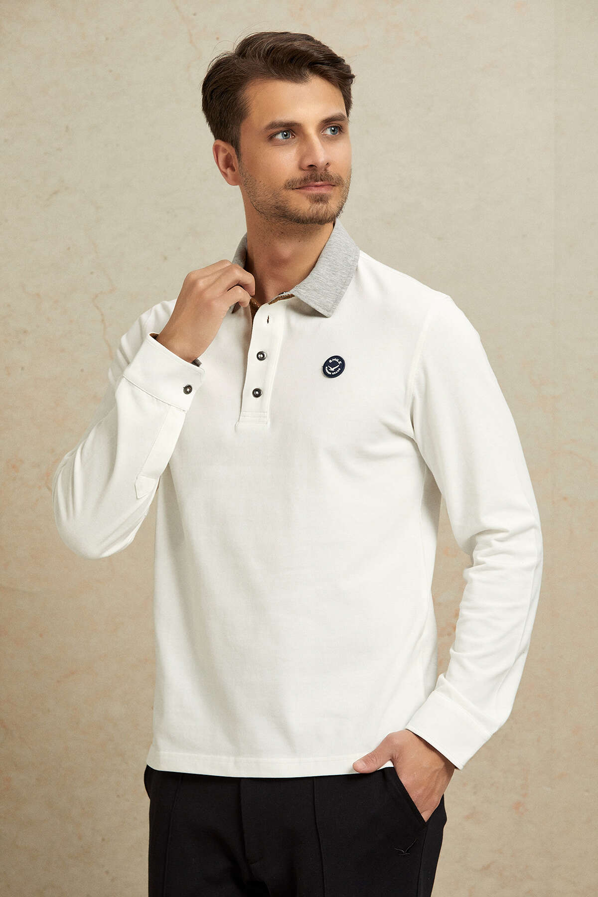 Kırık Beyaz %100 Pamuk Sweatshirt - 1