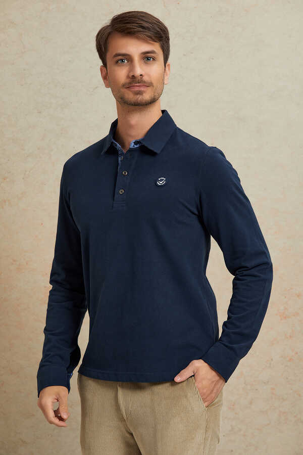 Lacivert %100 Pamuk Sweatshirt - 1