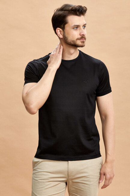 Black 100% Cotton Crew Neck T-shirt 