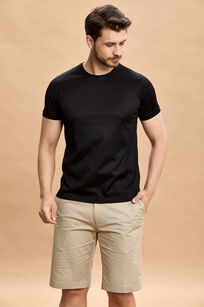 Black 100% Cotton Crew Neck T-shirt (1)