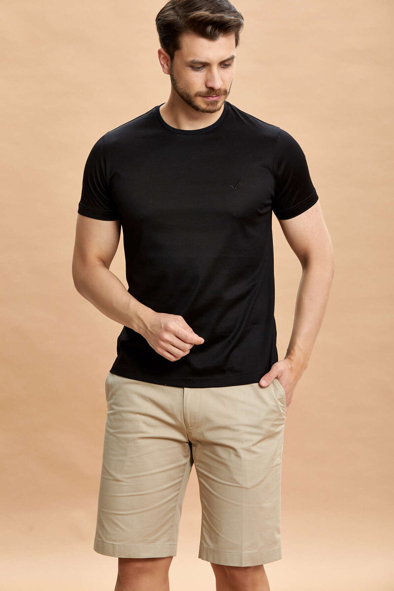 Black 100% Cotton Crew Neck T-shirt - 5