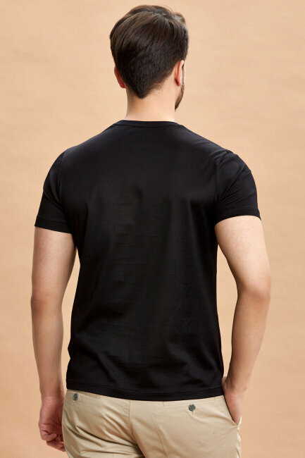 Black 100% Cotton Crew Neck T-shirt - 6