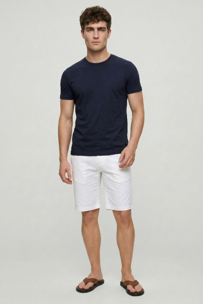 Navy Blue 100% Cotton Crew Neck T-shirt (1)