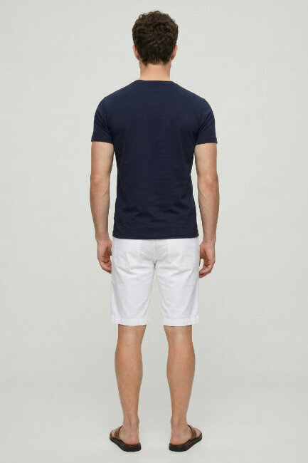 Navy Blue 100% Cotton Crew Neck T-shirt - 6