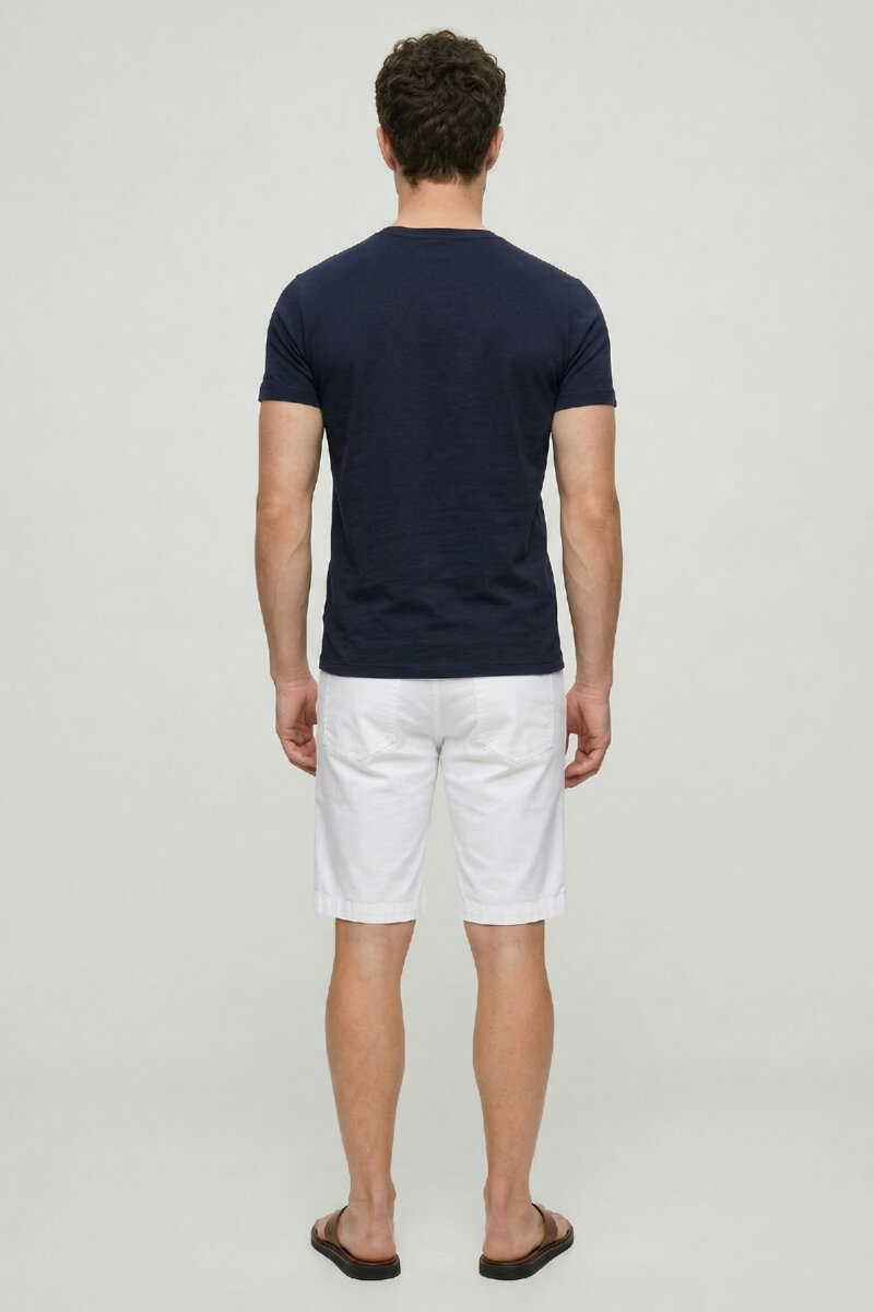 Navy Blue 100% Cotton Crew Neck T-shirt - 6