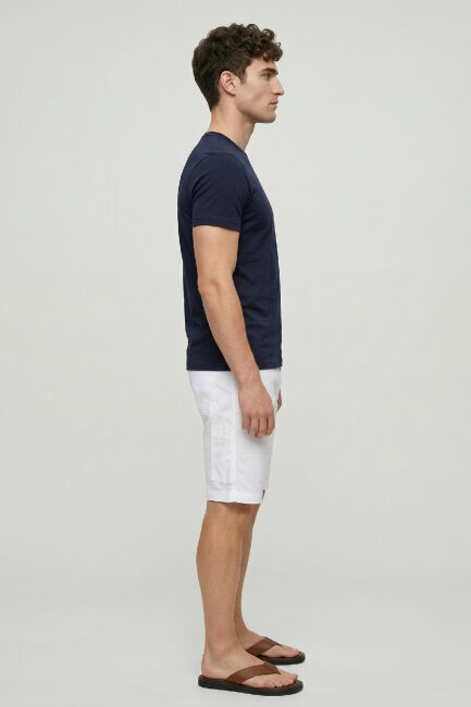 Navy Blue 100% Cotton Crew Neck T-shirt - 4
