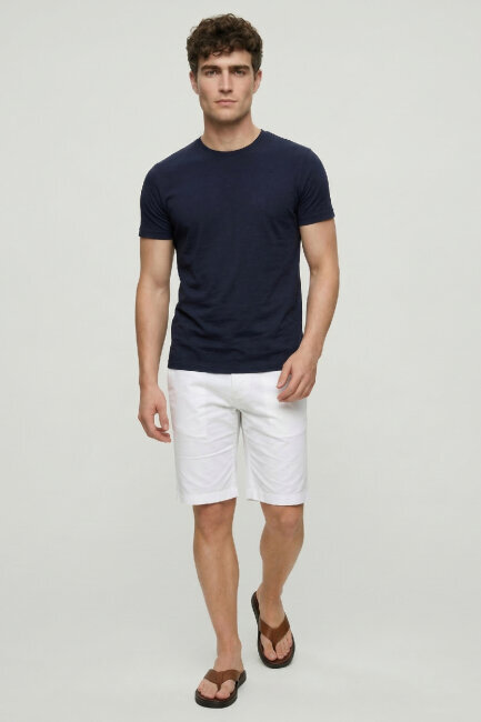 Navy Blue 100% Cotton Crew Neck T-shirt - 5