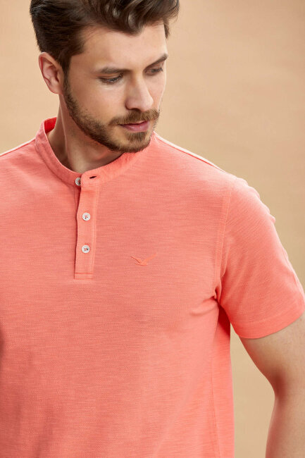 Coral 100% Cotton Mandarin Collar T-shirt - 5