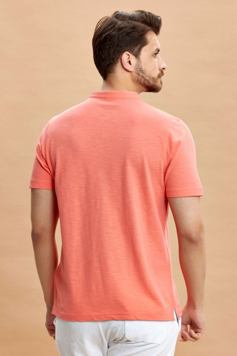 Coral 100% Cotton Mandarin Collar T-shirt - 7