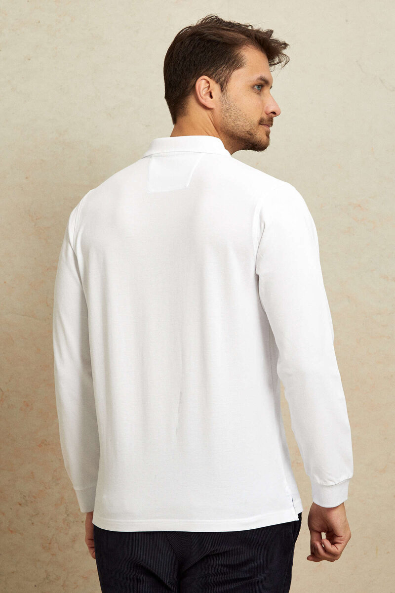 Beyaz %100 Pamuk Polo Sweatshirt - 7