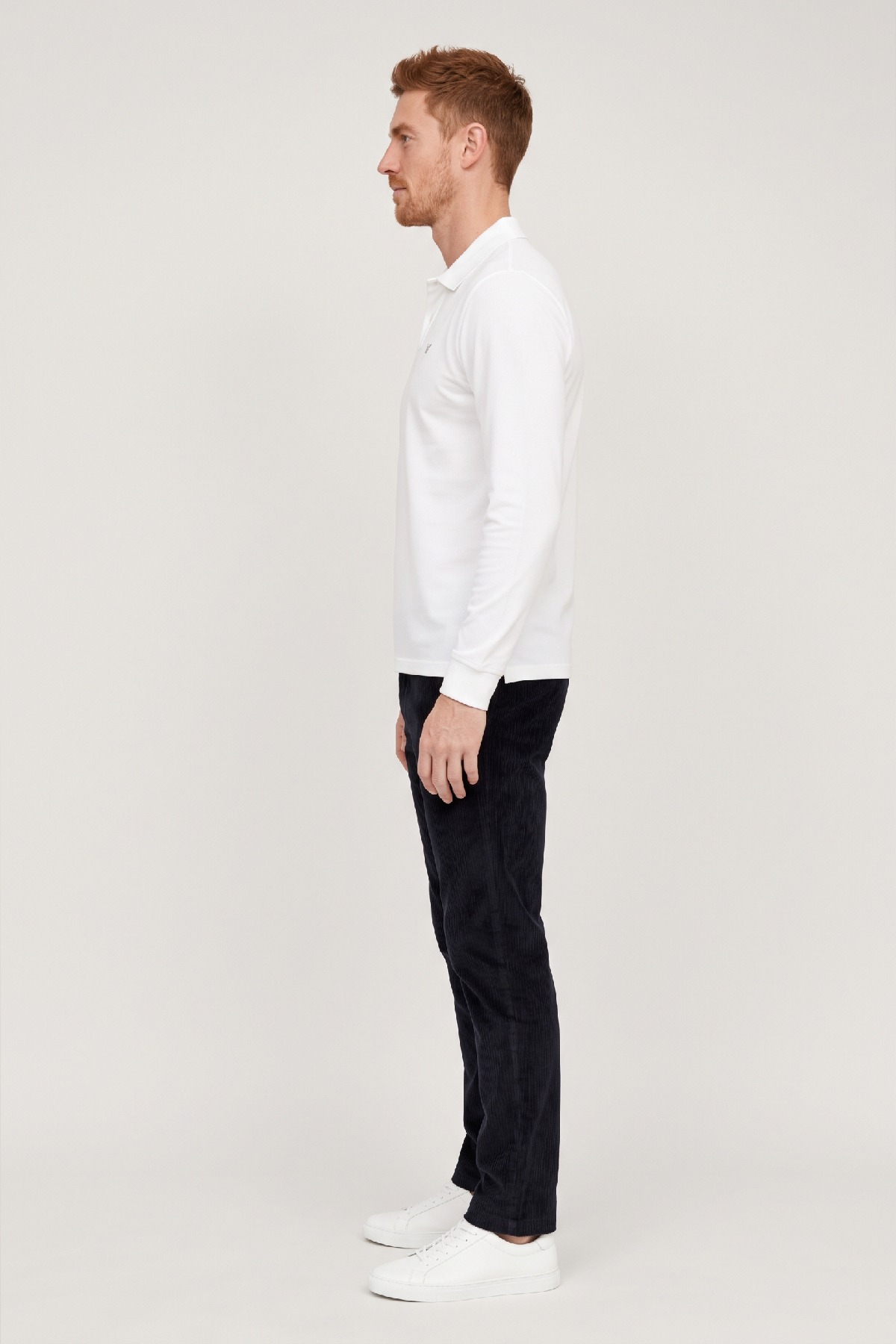 Beyaz %100 Pamuk Polo Sweatshirt - 3